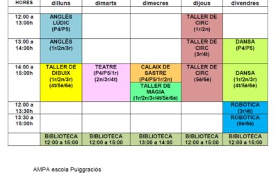 HORARI ACTIVITATS EXTRAESCOLARS CURS 2014-2015